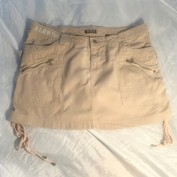 Vintage 90s Allen Schwartz Cargo Khaki Mini Skirt Grunge Look Sz 31 - Picture 1 of 15